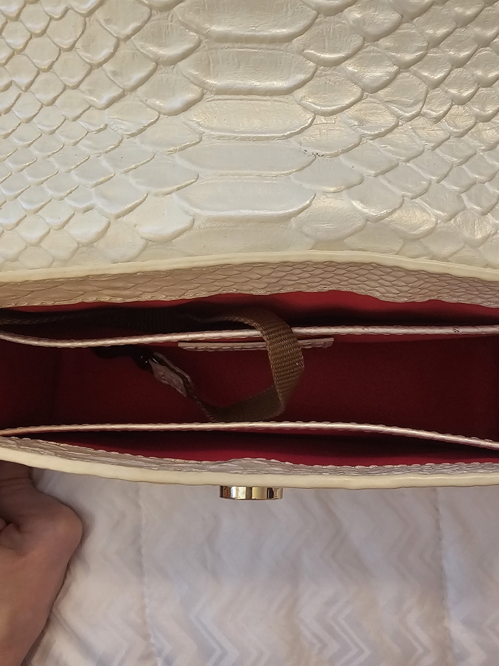 Dooney & Bourke Snake-Embossed Cream Crossbody - Picture 3 of 5